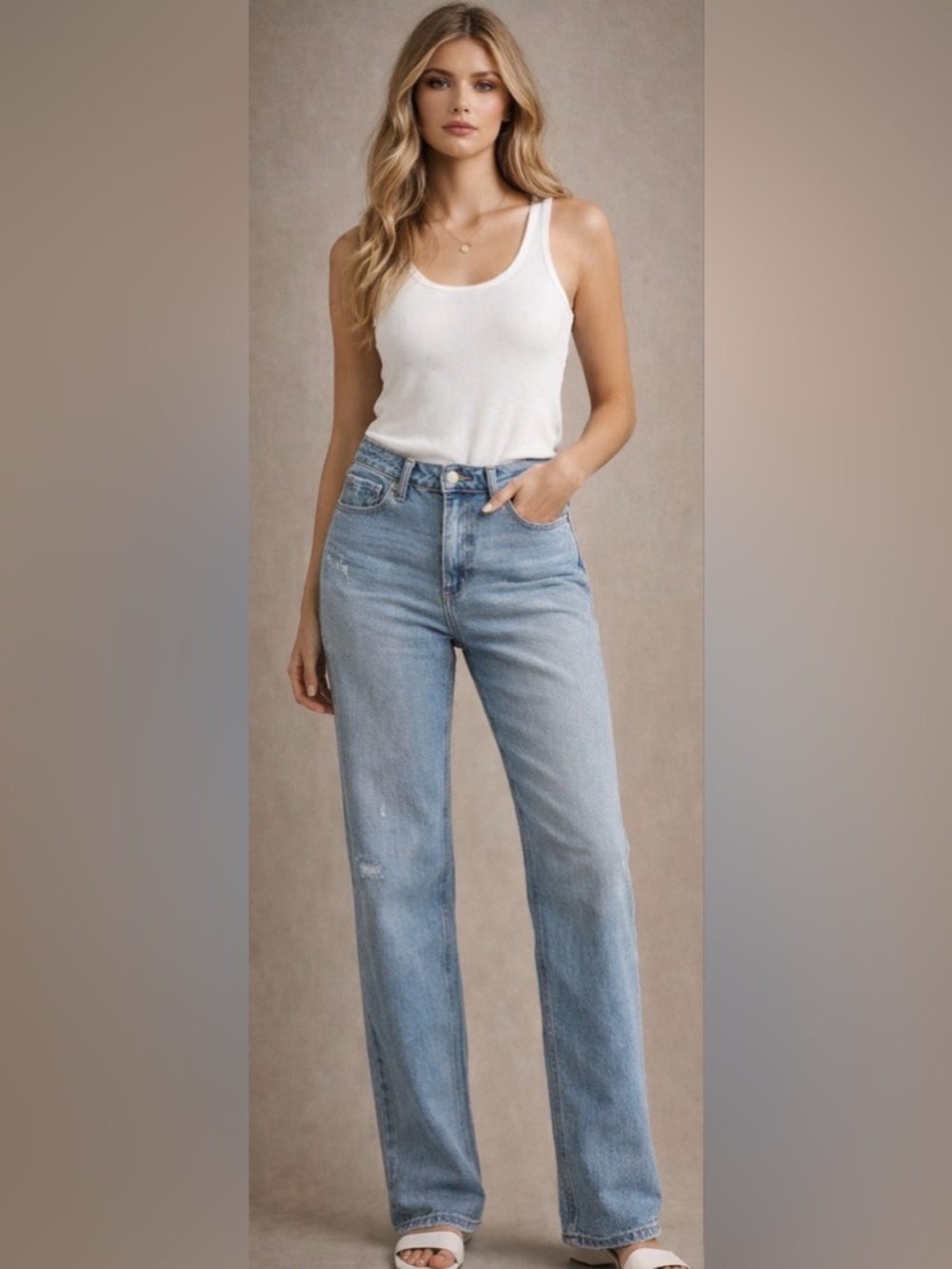 Hollister Ultra High Rise Dad Jeans W26 Long Light Wash Straight Leg Denim